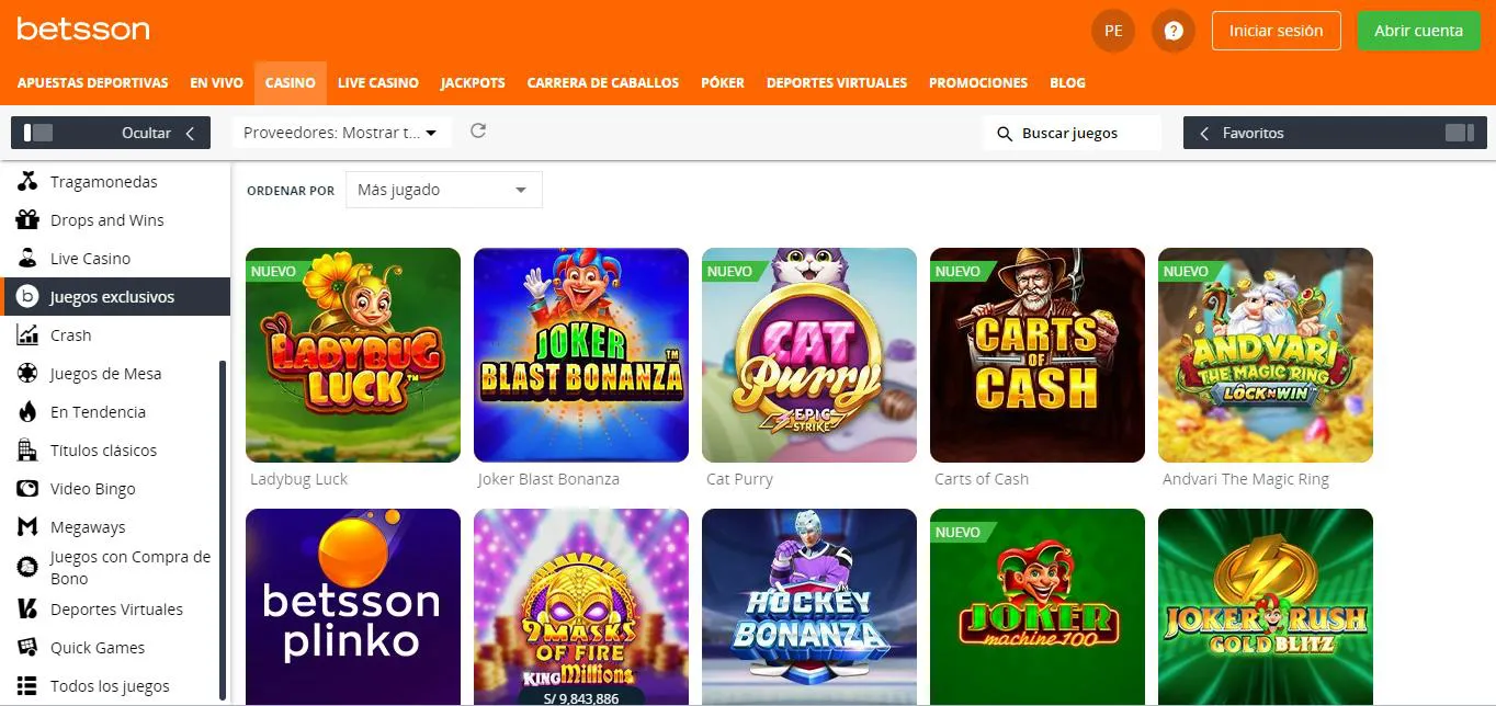 Juegos exclusivos online casinos